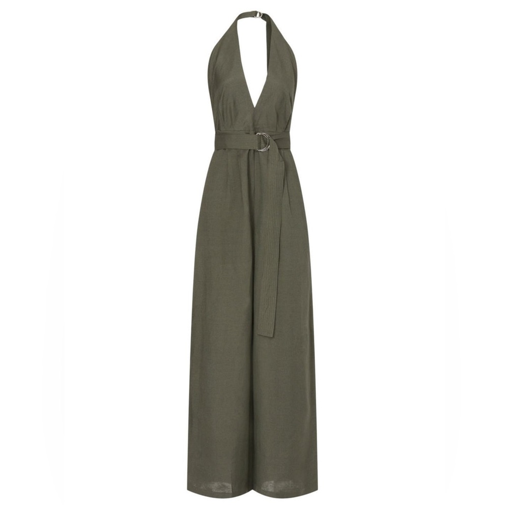 Adam Lippes x RTR Sage Halter Jumpsuit - Wide-Leg Open Back Design - Picture 4 of 8